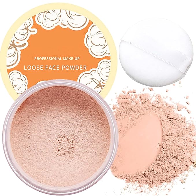 Oil Control Loose Face Powder,Translucent Setting Powder With a Powder Puff Long Lasting Makeup Covering Blemishes Brightens Skin Tone,Natural Matte Loose Powder for Women（2）-Velvo Beauty
