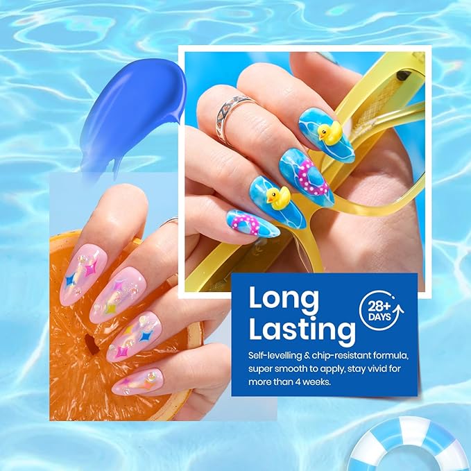 Beetles Gel Nail Polish Set, 6 Colors Bright Rainbow Nail Art Orange Blue Pink Green Neon Gel Polish Kit Soak Off UV Gel DIY Nail Art for Women Pool Party Holiday Manicure-Velvo Beauty