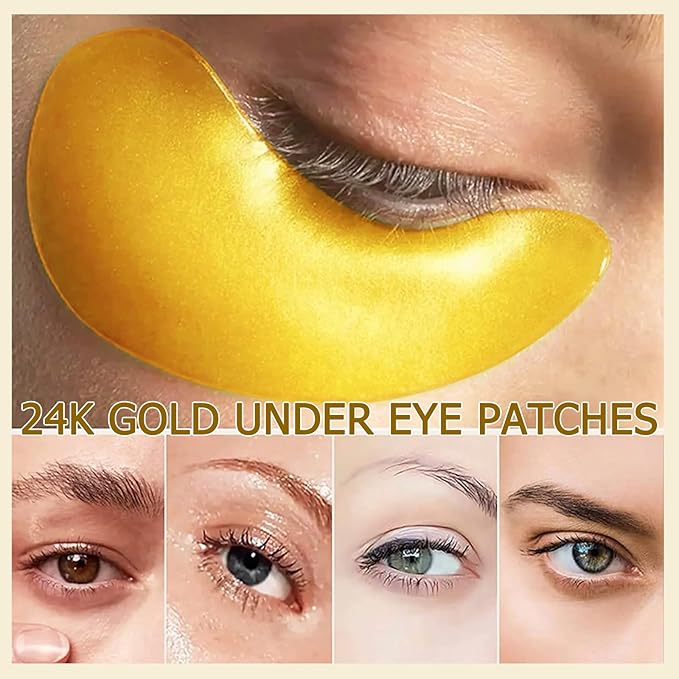 Under Eye Patches (30 Pairs) -24K Gold Eye Masks for Puffy Eyes and Dark Circles Collagen Skin Care Products,Smooth Fine Line, Nourish Skin, Gel Under Eye Patches for Women And Men-Velvo Beauty