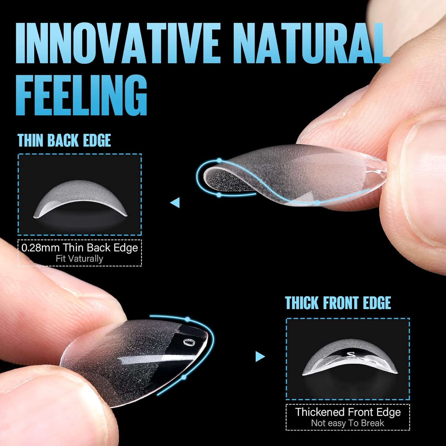 TOMICCA Short Almond Nail Tips,192Pcs Nail Tips Fake Nails Acrylic Nail Kit, 12Sizes Gel Clear Nails for Nail Extension Home DIY Nail Salon-Velvo Beauty