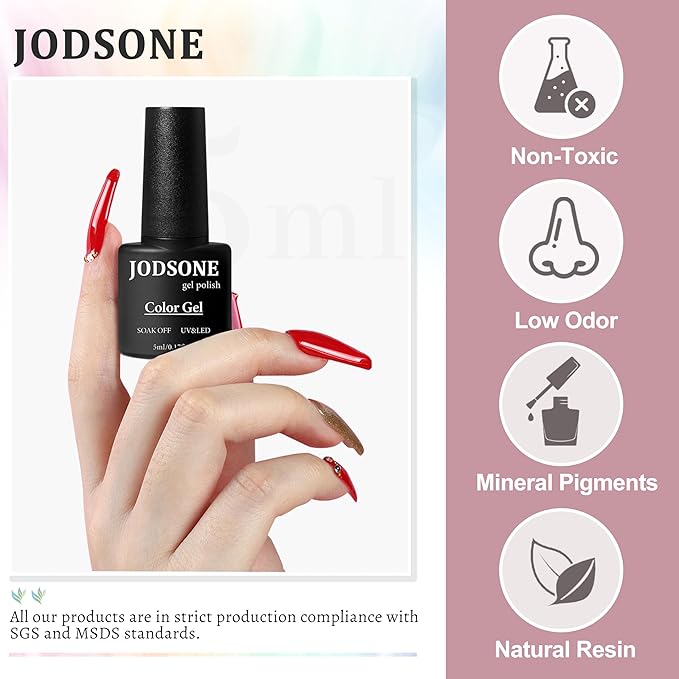 JODSONE 36 PCS Gel Nail Polish Set-32 Colors Gel Polish Kit Base Coat Glossy Matte and Glitter Top Coat Nail Polish Set Green Blue Red Pink Collection Gifts for Women-Velvo Beauty