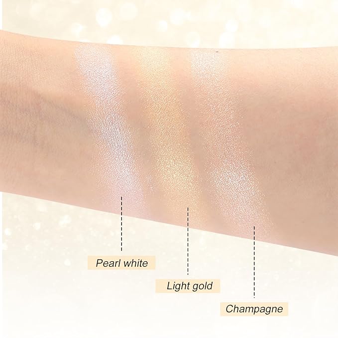 Boobeen Highlighter Makeup Highlighter Powder Palette, Shimmer Illuminator Highlight Contouring Palette Come with Mirror, Long Lasting Glow Defining the Face and Body-Velvo Beauty