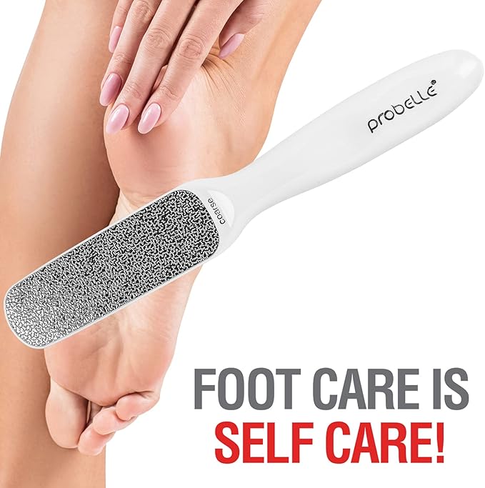 Probelle Double Sided Multidirectional Nickel Foot File Callus Remover - Immediately Reduces calluses and Corns to Powder for Instant Results, Safe Tool (White)-Velvo Beauty