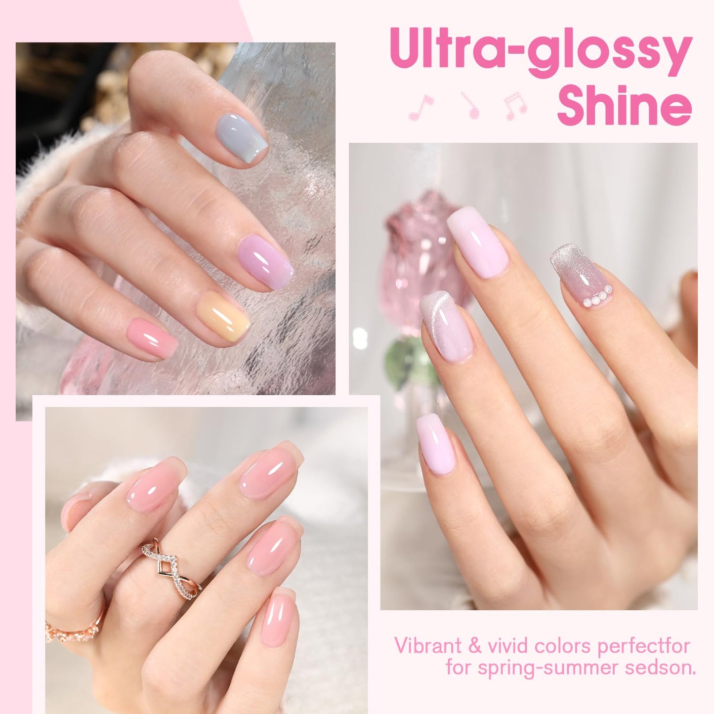 Jelly Pastel Gel Nail Polish Set 10Pcs Candy Colors Collection,Translucent Spring Summer nail gel polish Manicure at Home DIY Easter Mother's Day Gifts-Velvo Beauty