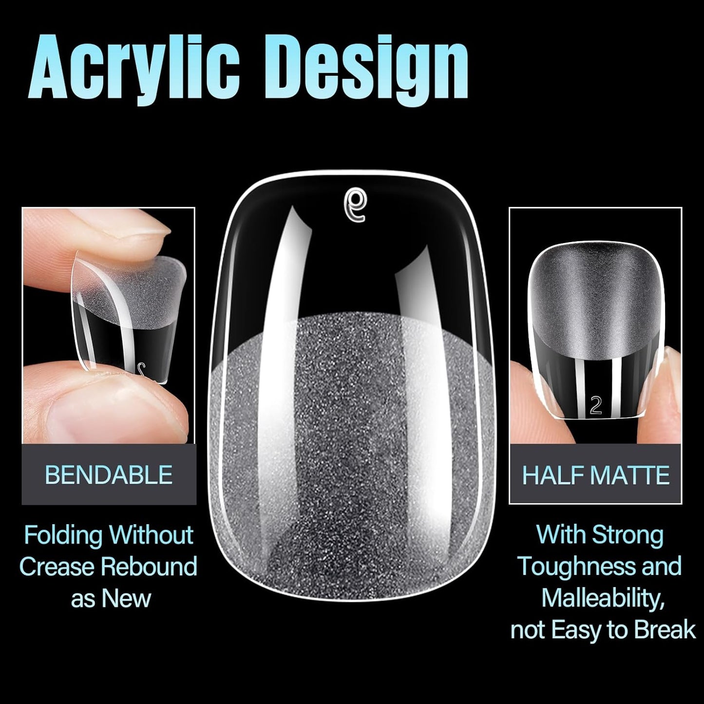 TOMICCA Extra Short Square Nail Tips,Fake Nails Half Matte Acrylic Gel Nail Tips 240Pcs Full Cover False Nails 12 Sizes for Nail Extension Home DIY Salon-Velvo Beauty