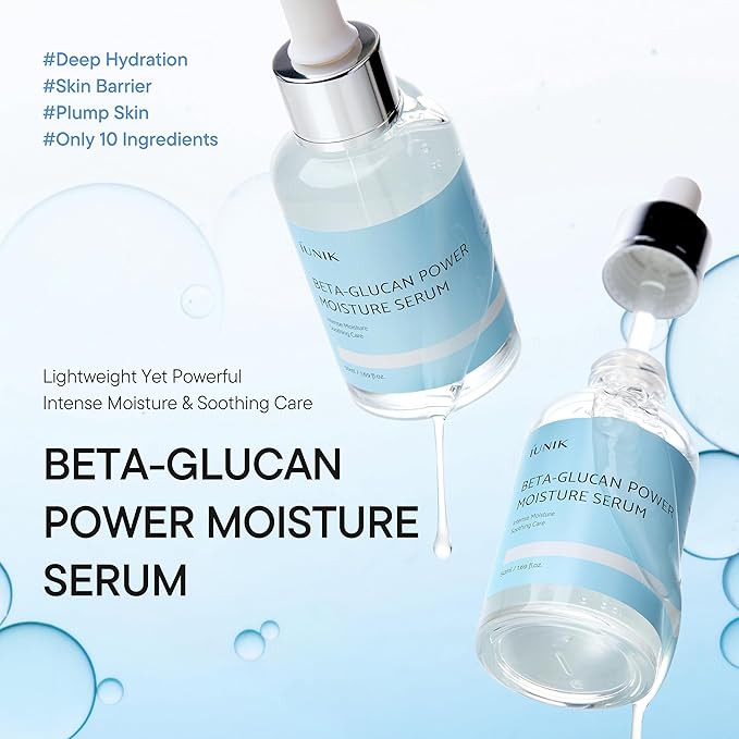 IUNIK Beta-Glucan Power Deep Moisture Vegan Serum Intense Hydration Mushroom Yeast Extracts Naturally-derived - Dry Mature Sagging Sensitive Skin Cell Regenerating Lifting Korean Skincare-Velvo Beauty