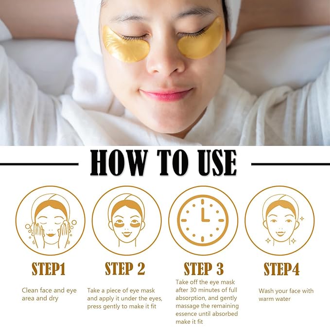 30 Pairs Lip Masks & Eye Mask, 24K Gold Gel Crystal Collagen Eye Patches for Puffy Eyes, Moisturizing Lip Mask Crystal Lip Pads, Under Eye Patches for Dark Circles, Eye Bags, Wrinkles and Fine Lines-Velvo Beauty