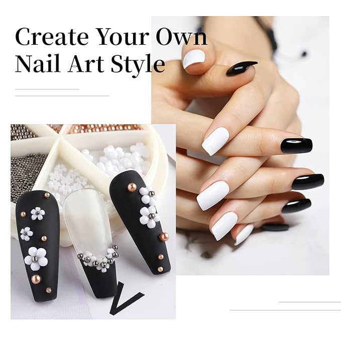 JODSONE 2Pcs Gel Nail Polish Set 10ml Black and White Gel Polish，Soak Off LED U V Nail Gel Manicure All Seasons Gel Polish Nail-Velvo Beauty