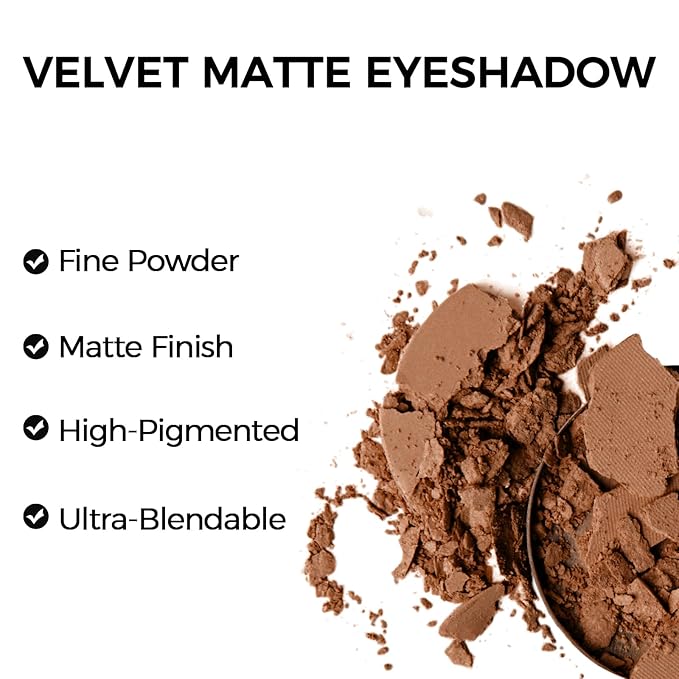 Erinde Single Brown Matte Eyeshadow Palette, High Pigment, High Pigment, Long Lasting, Intense Color, Neutral Nudes Eye Shadow Powder Palette-Velvo Beauty