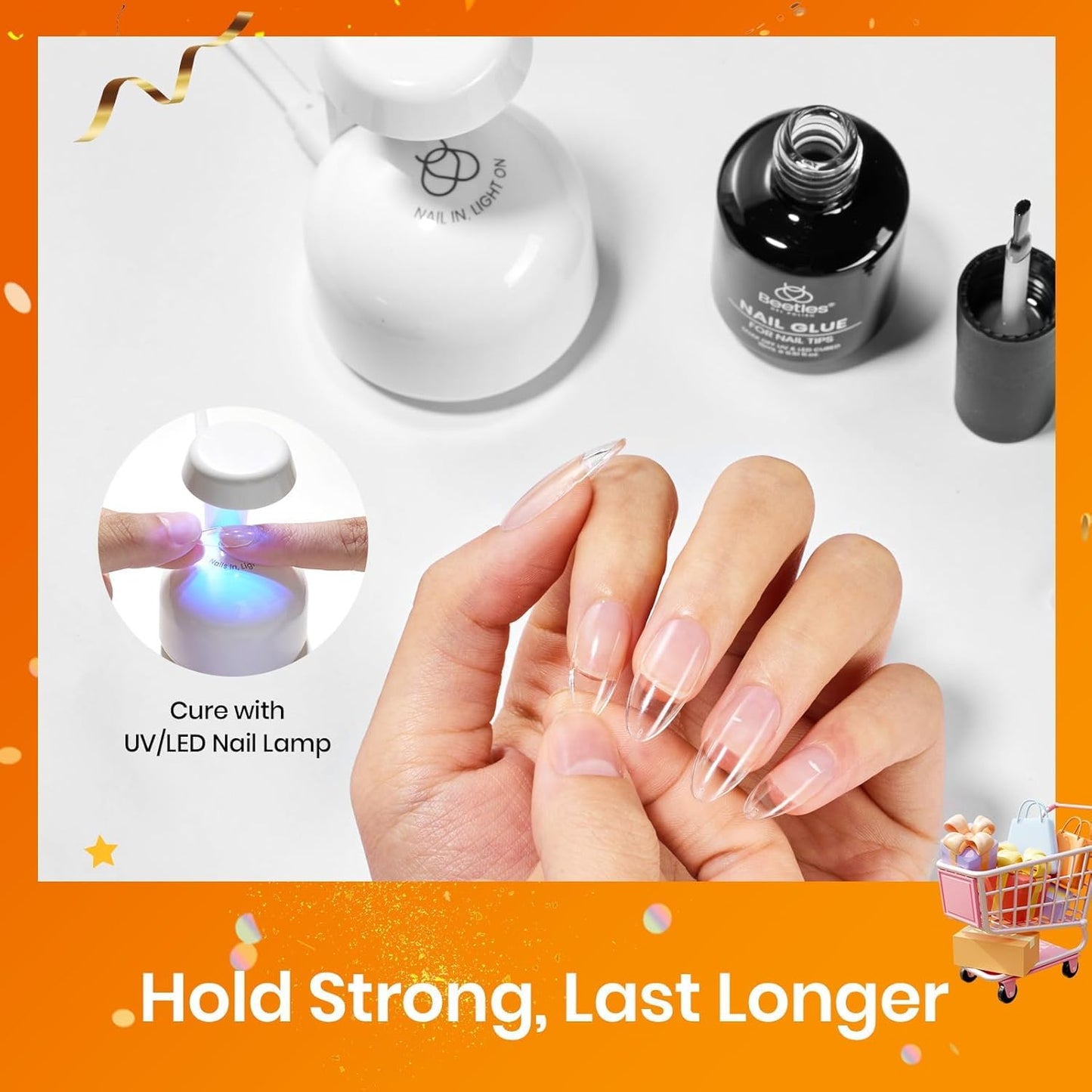 beetles Gel Polish 9 In 1 Gel Nail Glue for Clear Acrylic Nail Tips 2 Pcs 15ml Long Lasting Nail Gel Kit for False Nails Tips, Base Blooming Nail Gel, Fall Halloween Nails, U V Light Required-Velvo Beauty