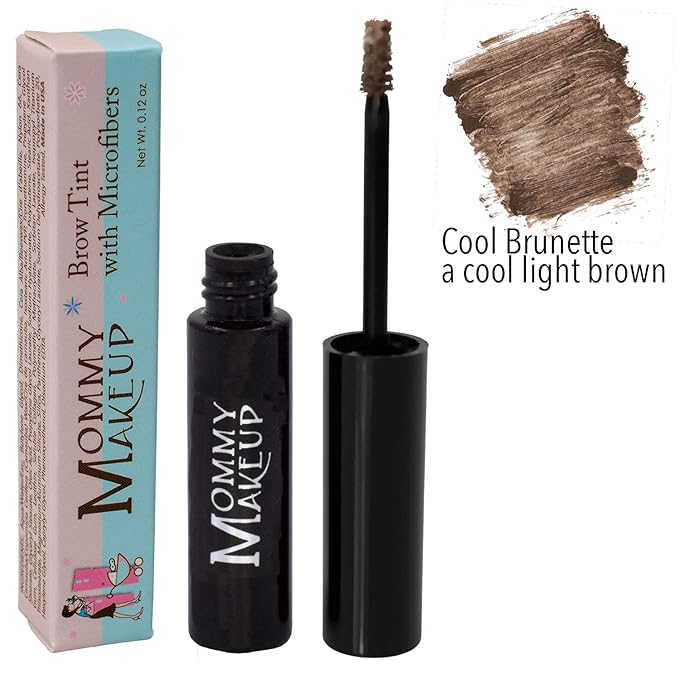 Brow Tint with Microfibers - 4-in-1 Tinted Eyebrow Gel to Groom, Hold, Sculpt & Color Your Brows, Covers Gray Hair - Water Resistant, Clump-Free, Long Lasting (Cool Brunette) by Mommy Makeup-Velvo Beauty