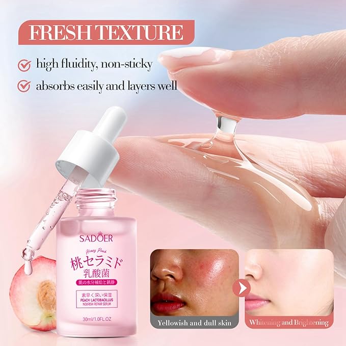 Peach Skincare Sets For Teen Girls, Complete Skin Care Routine With Facial Moisturizer, Face Cleanser, Face Mask, Peach Serum, Hand Cream & Toner, 7-In-1 Facial Skincare Set For Women-Velvo Beauty