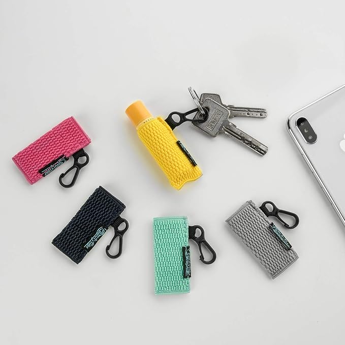 Beautyflier Cute Elastic Lip Balm Holder Keychain, Lipstick Sleeve Chapstick Sleeve Holder for Burts Bees Chapstick-Velvo Beauty