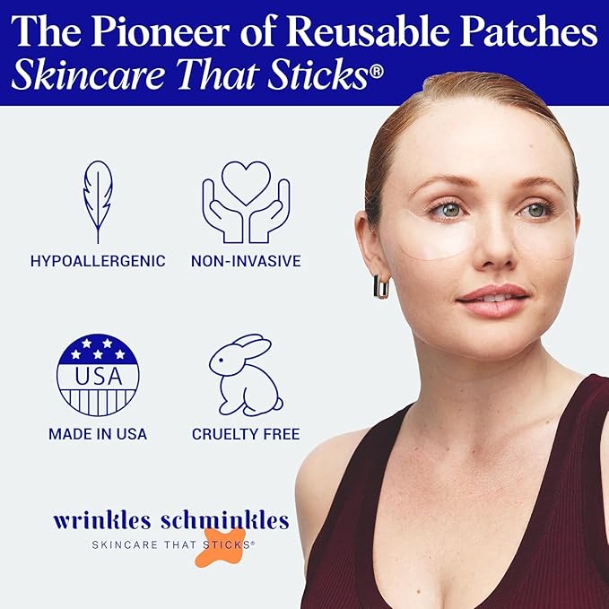 Wrinkles Schminkles Under Eye Wrinkle Starter Pack - Set of Reusable Under Eye Wrinkle Patches (3 pairs) + Silicone Patch Cleanser (2 oz) for Smoother Under Eyes & Fresh Look-Velvo Beauty