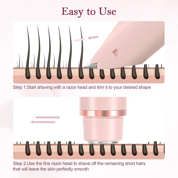 Dermave Bikini Shaver 2.0, 2025 New Glow Aura Bikini Trimmer for Women, 2 in 1 Dual Head Electric Razors for Women, IPX7 Waterproof Wet & Dry Electric Shaver, Rechargeable Portable Body Shaver (Pink)-Velvo Beauty