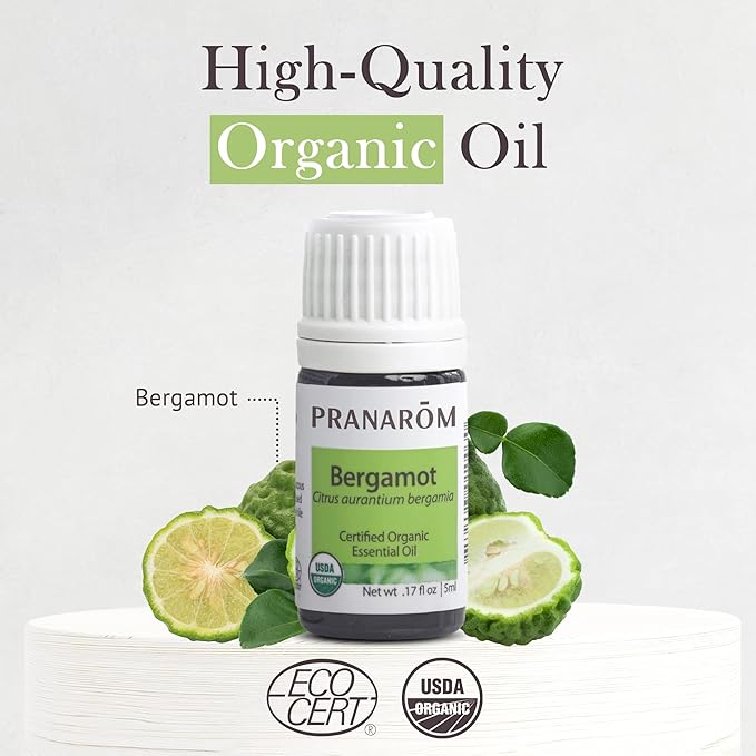 Pranarom USDA Certified Organic Bergamot Essential Oil (5ml), 100% Pure Undiluted Therapeutic Grade from Italy for Aromatherapy, Diffuser, Uplifting Scent, Immune Support, Relaxation, Sleep-Velvo Beauty