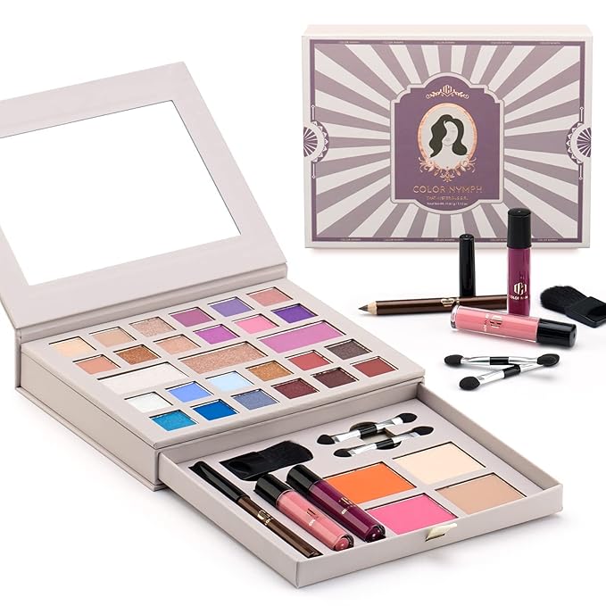 Color Nymph Makeup Kit for Women Full Kit Makeup Gift Set All in One Makeup Kit with 24 Colors of Eyeshadow, Makeup Brushes, Lip Glosses, Eyeliner Pencil, Mirror-Velvo Beauty