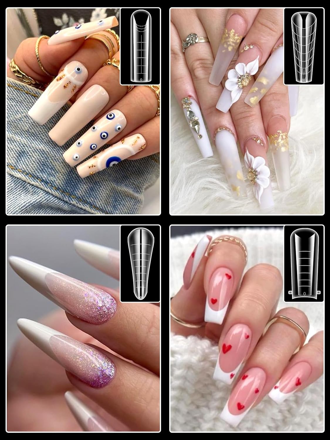 EBANKU Dual Forms for Poly Nail Gel 288PCS Dual Nail Forms Molds Stiletto Coffin Ballerina Acrylic Nail Tips 12 Shapes for Builder Gel Manicure Nail Art Design Salon DIY at Home-Velvo Beauty