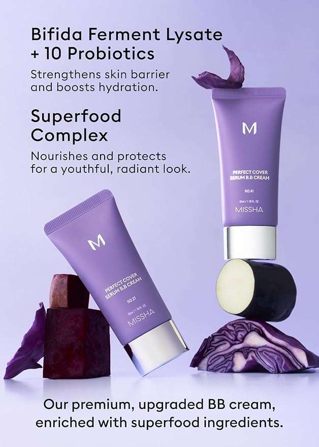 MISSHA M PERFECT COVER SERUM BB CREAM No.23 Natural Beige-Light/Medium with Cool/Neutral Undertone, BB Cream by Cardi B Pick, Skin Tint, Tinted Moisturizer, Skin Care Foundation Makeup, 1.18 Fl oz-Velvo Beauty