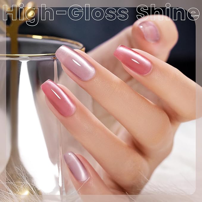 RARJSM Nude Glitter Cat Eye Gel Nail Polish Set 6Pcs Ceramics Pink Light Purple Brown Velvet Shimmer Smoothie Cateye Gel Polish with Magnetic Stick UV LED Curing Require Home Salon Nail Design-Velvo Beauty