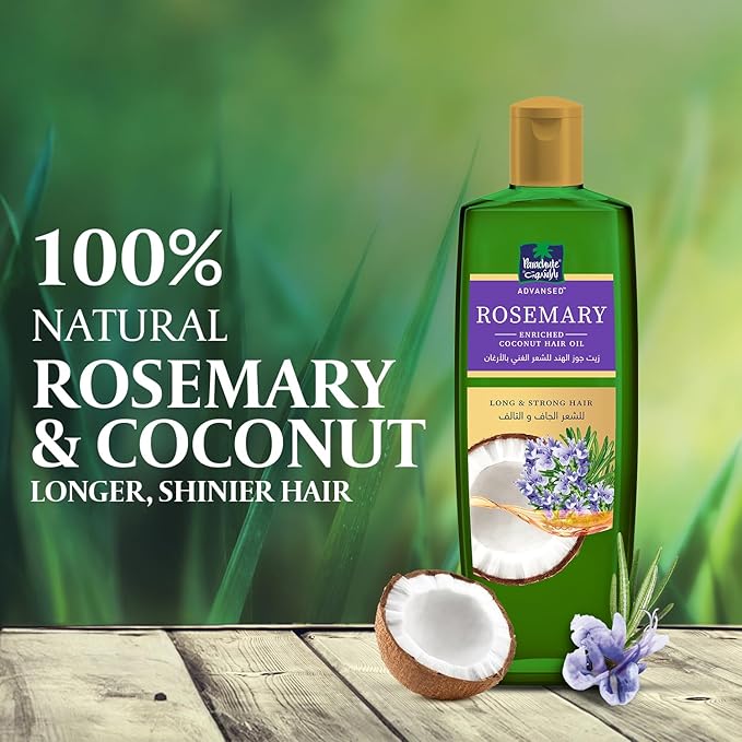 Parachute Advansed Rosemary Hair Oil with Coconut| For 2x Longer & Thicker Hair| Reduces Hairfall & Strengthens Hair| All Hair Types|No Parabens & Silicones| 10.1 Fl.oz.-Velvo Beauty