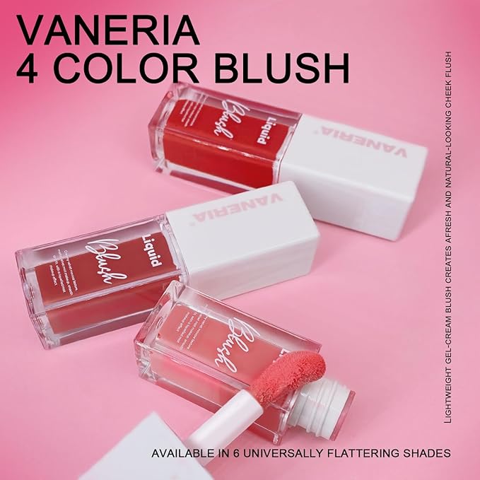VANERIA Liquid Blush for Cheeks,Long lasting High Pigment Creme Blush,Multi-Use Makeup Blush Stick for Cheeks Lips Eyes,Natural Look Makeup Face Blushes.#1 (5g/0.17oz)-Velvo Beauty