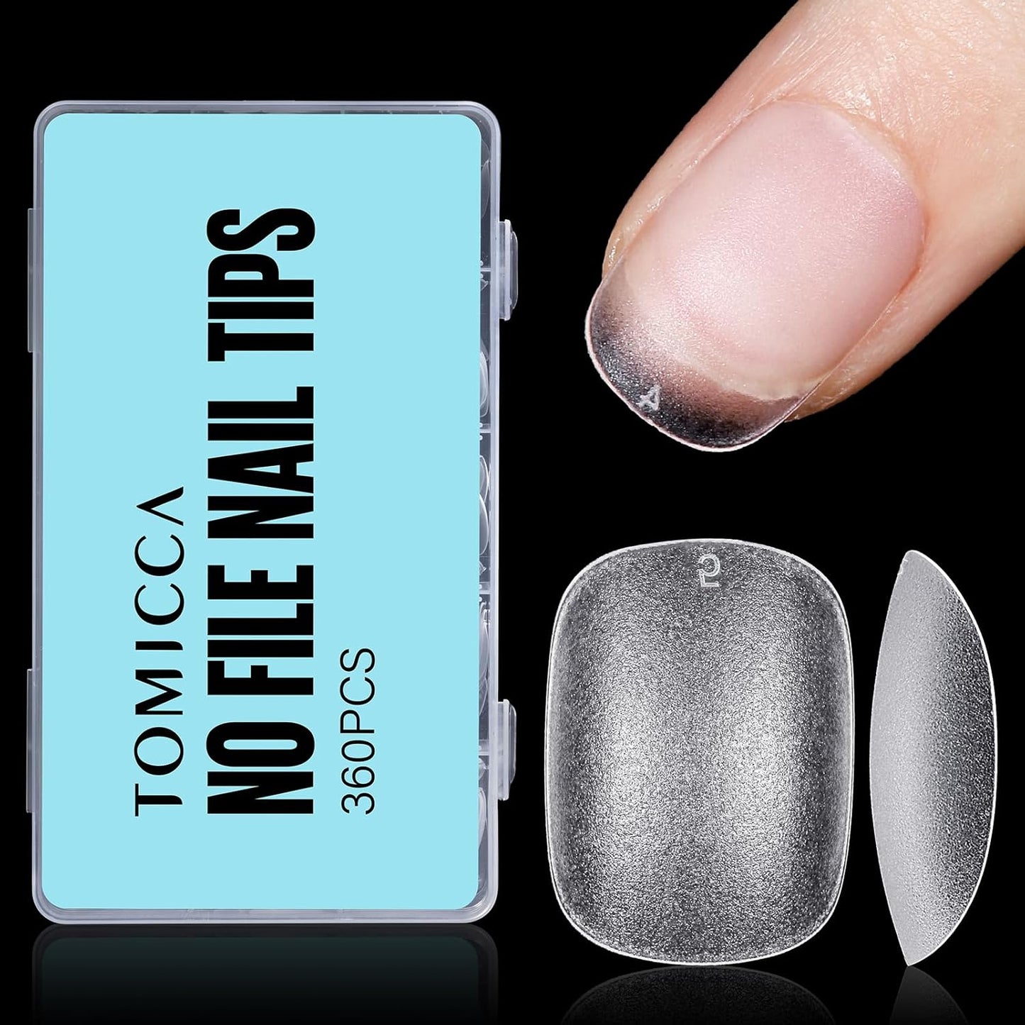 TOMICCA Extra Short Round Nail Tips, Double Sided Matte Gel Full Cover Nail Tips No Filed, Acrylic Fake False Nail Tips for DIY Press On Nails 360PCS 15 Sizes-Velvo Beauty