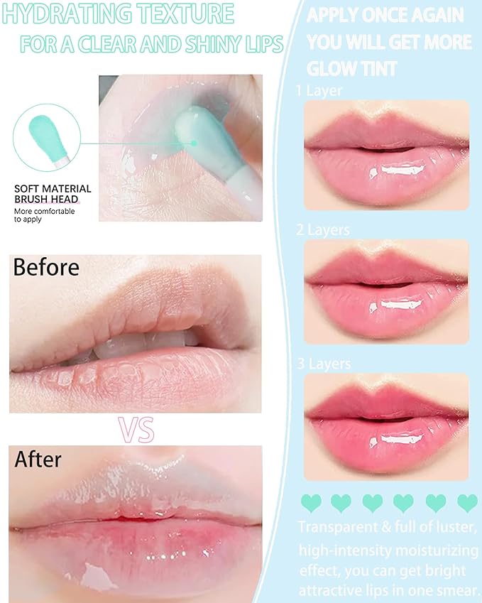 Tinted Moisturizing Lip Glow Oil,Hydrating Plumping Lip Gloss Lip Care Clear Toot Lip Oil for Dry Lip,Glow Reviver Lip Oil,Shine Lip Tint Stain Lip Care Product,Christmas Makeup Gift for Women-#017-Velvo Beauty