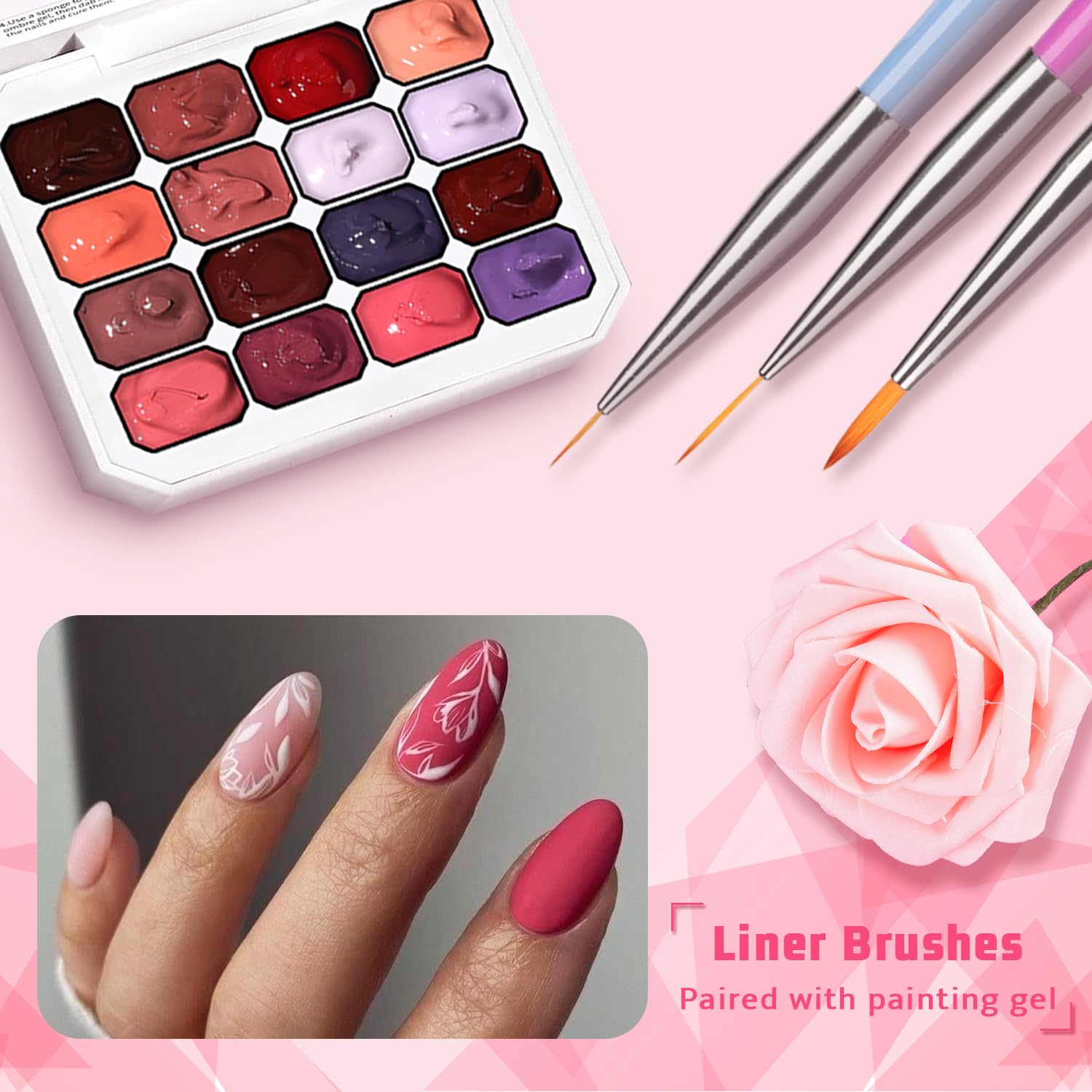 Sponge Pat Paint Nail Gel, Ombre Nails Gradient Gel Nail Blush Blooming Aura Nails Drawing Stripper Floral Painting DIY Nail Art, No Wipe, UV/LED Curing (16 Colors M)-Velvo Beauty