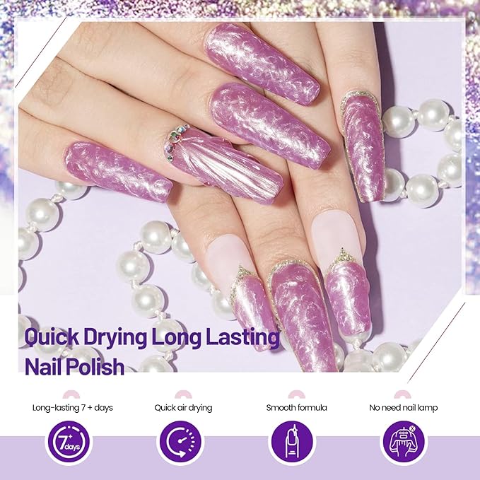 10ml 6 Colors Nail Polish Set Dark Green Pink Glitter Deep Blue Series Nail Polish Gifts for Women-Velvo Beauty