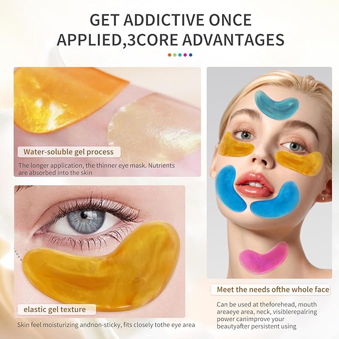 MOND'SUB Premium Under Eye Patches, Gel Eye Patches Hydrating & Refresh for Puffy Eyes, Under Eye Bags & Dark Circles, Natural Collagen Eye Gels Pads, Crystal Anti-Aging Eye Mask (Yellow)-Velvo Beauty