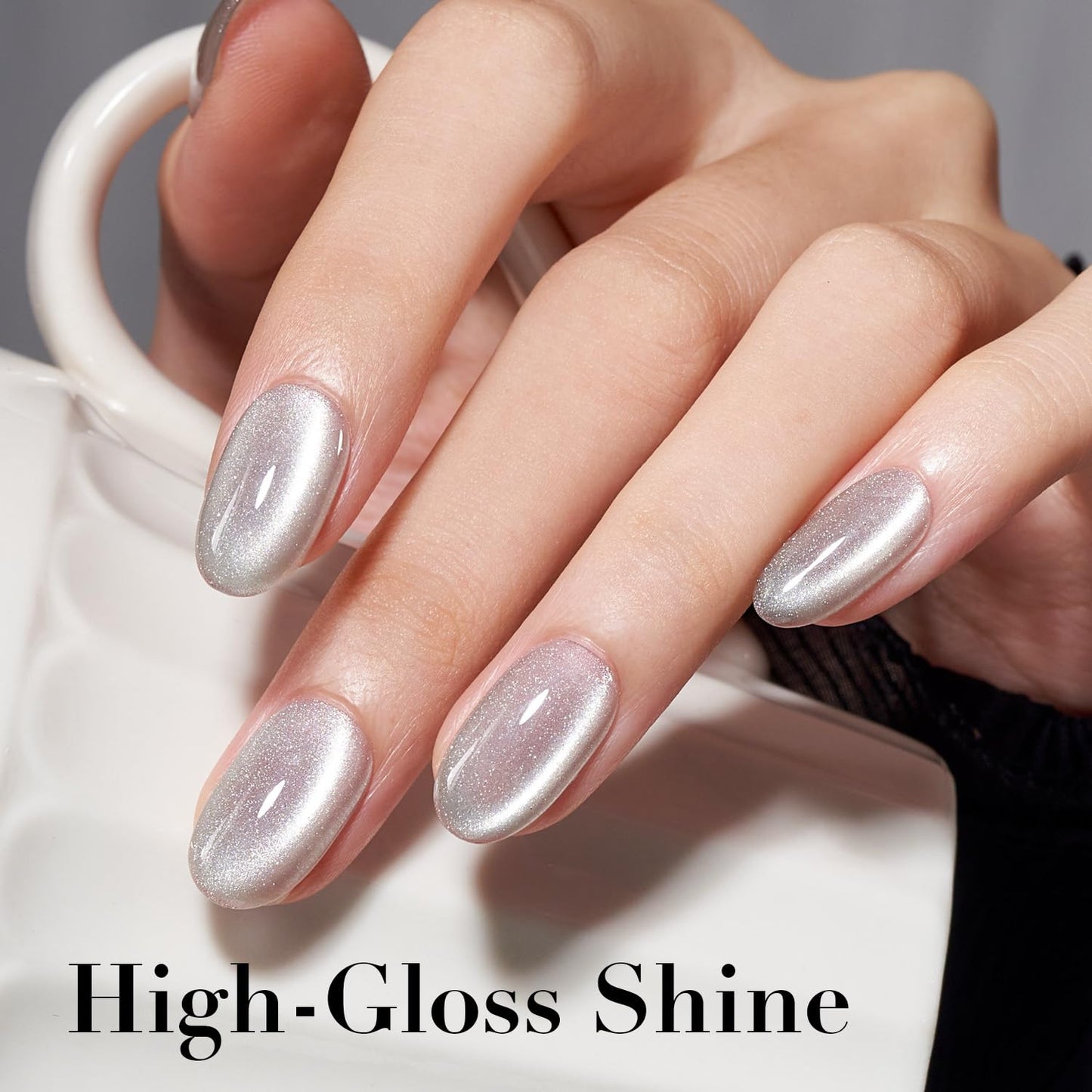 AZUREBEAUTY Cat Eye Nail Polish Fast Drying Silvery Glitter Nail Polish Moonlight Natural Glassy Shine Salon Quality for Women Girl Gifts-Velvo Beauty