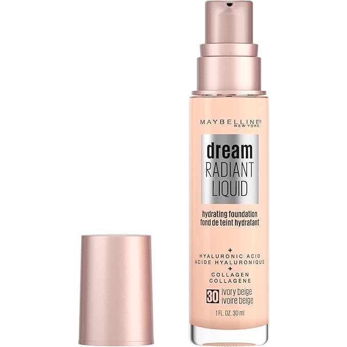 Maybelline Dream Radiant Liquid Medium Coverage Hydrating Makeup, Lightweight Liquid Foundation, Ivory Beige, 1 Count-Velvo Beauty