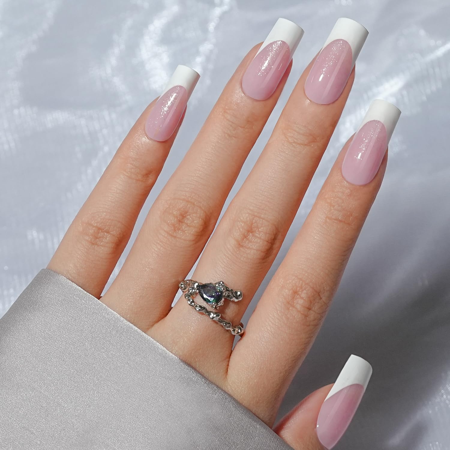 French Gel Nail Tips - Jofay Fashion French Tip Press on Nails, 10-Piece Set 320Pcs Pink long Square Nail Tips, No Need to File 3 in 1 Acrylic Fake Nails for Nail Art DIY & Nail Extension, 16 Sizes-Velvo Beauty