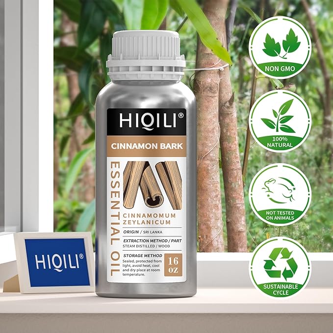 HIQILI Cinnamon Essential Oil for Candle, Spary & Diffuser - 100% Pure Natural - Indoor and Outdoor-Velvo Beauty