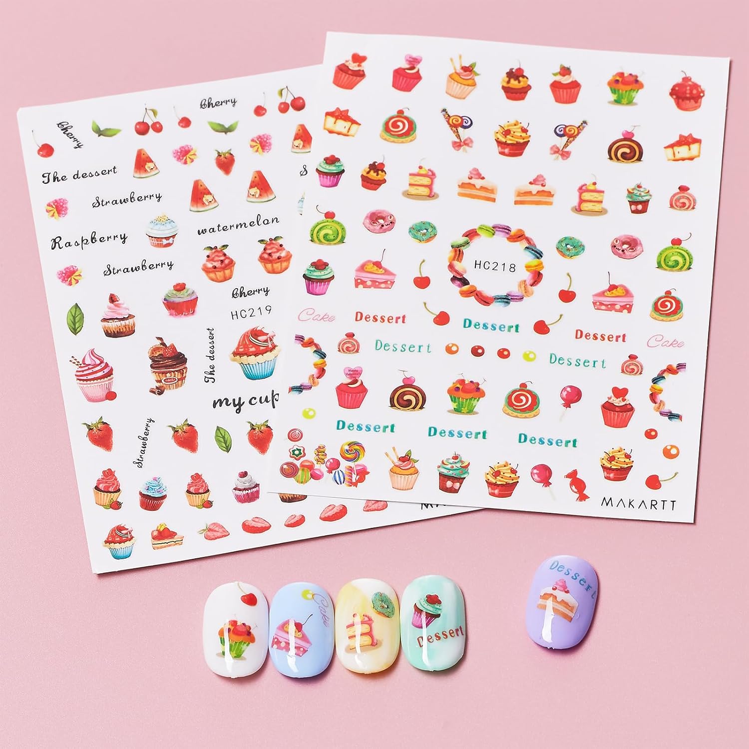 Makartt Nail Decorating Kit, 10pcs Designer Nail Stickers, Cute Dessert Nail Art Decor for DIY Manicure, Salon Accessories for Creative Nails Designs-Velvo Beauty