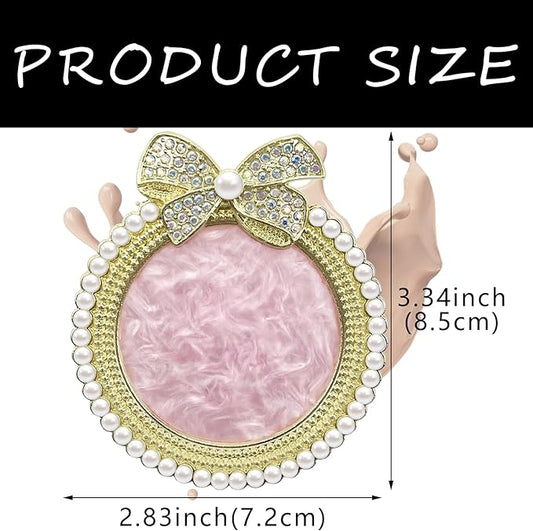 2 Pack Bow with Rhinestones Pearl Nail Art Palette Nail Polish Art Painting Mixing Palette Holder Pearl Edge Professional Cosmetic Nail Art Tools for Women and Girls Nail Polish Display-Velvo Beauty