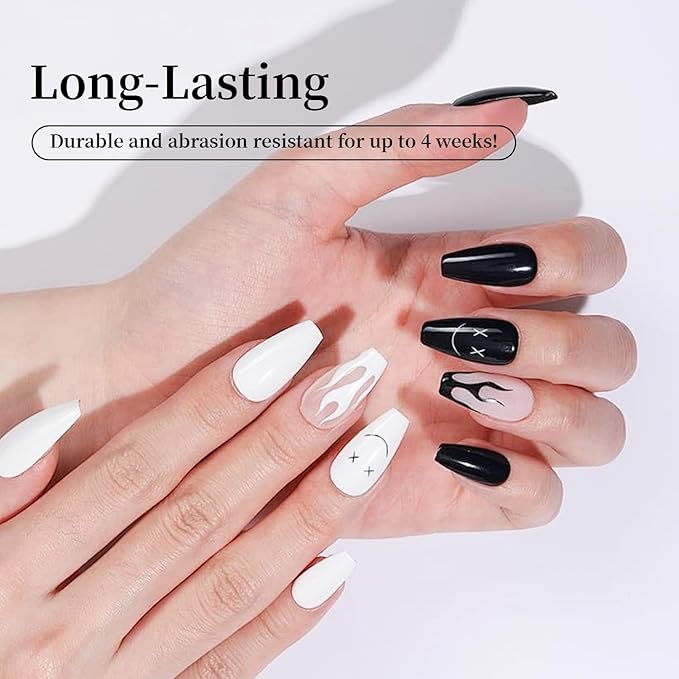 JODSONE 2Pcs Gel Nail Polish Set 10ml Black and White Gel Polish，Soak Off LED U V Nail Gel Manicure All Seasons Gel Polish Nail-Velvo Beauty