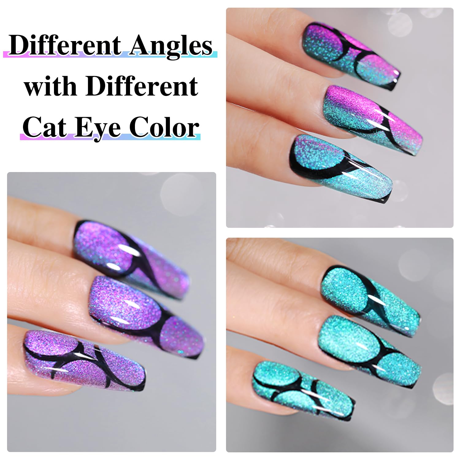 Double Rhythm Jelly Glass Cat Eye Gel Polish with Magnet 15ML Holographic Glitter Shimmer Translucent Sheer Color Magnetic Nail Polish Salon DIY at Home (Blue Purple-MC1049)-Velvo Beauty