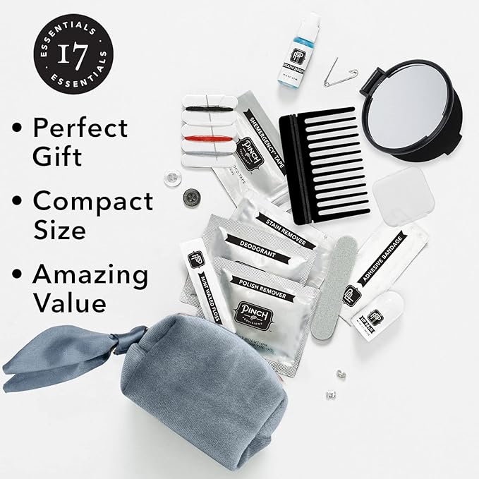 Pinch Provisions Velvet Minimergency Kit, for Her, Includes 17 Must-Have Emergency Essential Items, Compact, Multi-Functional Pouch, Gift for Parties and Birthdays-Velvo Beauty