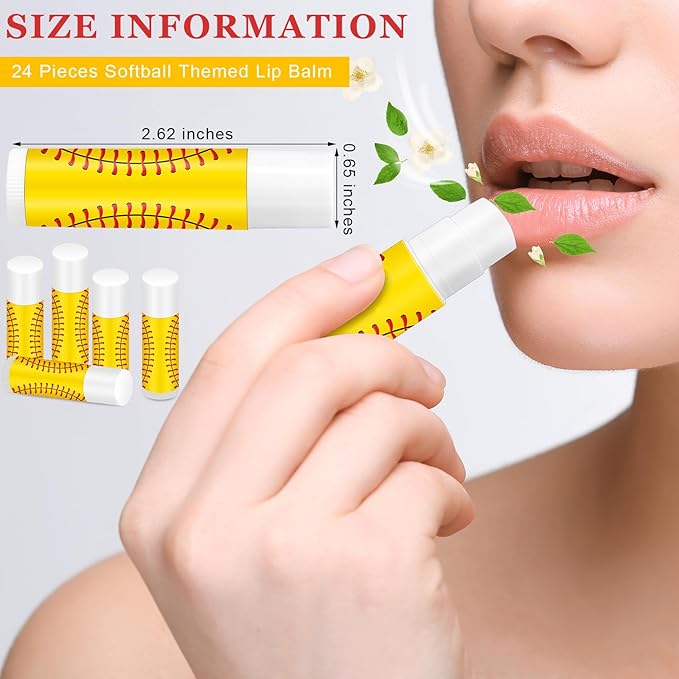Demissle 24 Pcs Sports Team Gifts Sports Lip Balm Sports Party Favors Sports Theme Lipstick for Team Gifts(Softball)-Velvo Beauty
