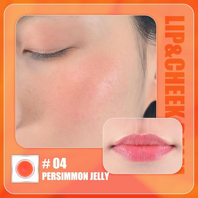 CHARMACY Magic Color Lip & Cheek Balm, PH Color Changing Blusher for Cheeks, Long Lasting Moisturizing Multi Use cream Waterproof Blush Makeup, PERSIMMON JELLY (#04)-Velvo Beauty