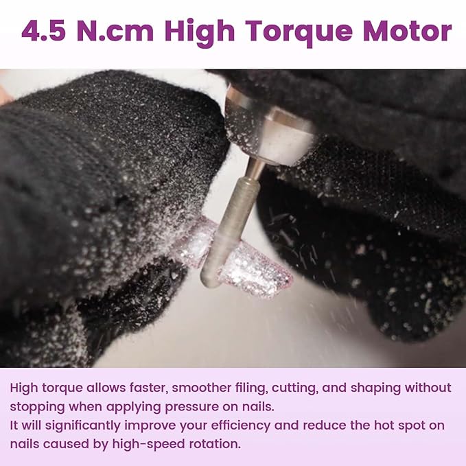 Delanie Professional Nail Drill High Torque 35000 RPM Rechargeable Portable Electric Nail File Filer for Acrylic Gel with Cuticle Bits, Salon Manicure Tool, Purple-Velvo Beauty