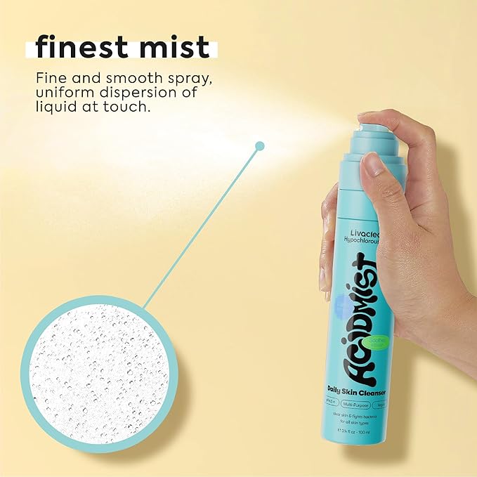 Hypochlorous Acid Spray for Face & Body - Helps Reduce Redness and Breakouts - Travel Size Hypochlorous Spray, Multi-Purpose Topical Facial Skin Repair, pH-Balancing Toner - TSA, Livaclean-Velvo Beauty