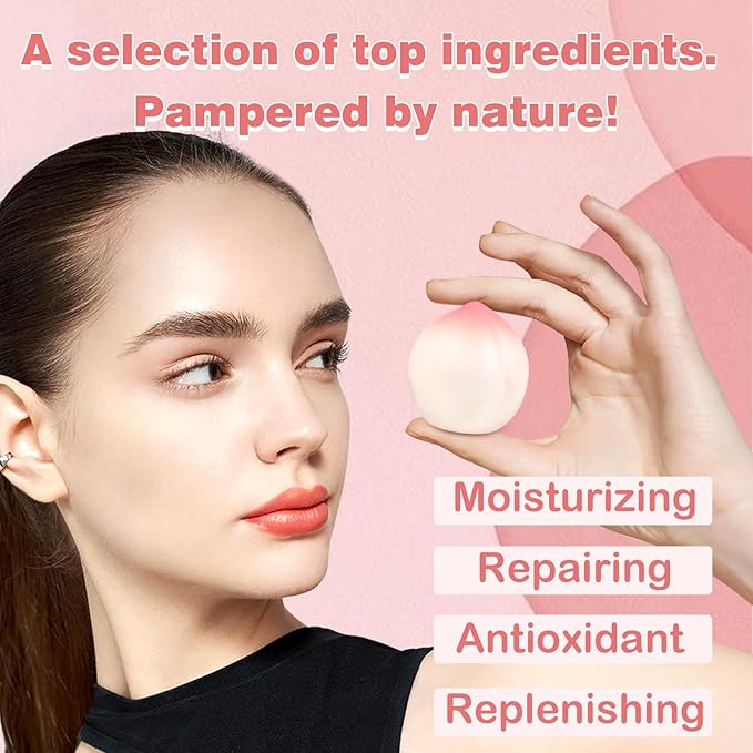 KISSIO Lip Balm,Peach Lip Balm,Lip Care with Sunflower,Olive and Coconut oils,Moisturize and Soothe Dry Chapped Lips,Make Lips Soft,Cruelty Free,0.12 oz(01#Peach)-Velvo Beauty