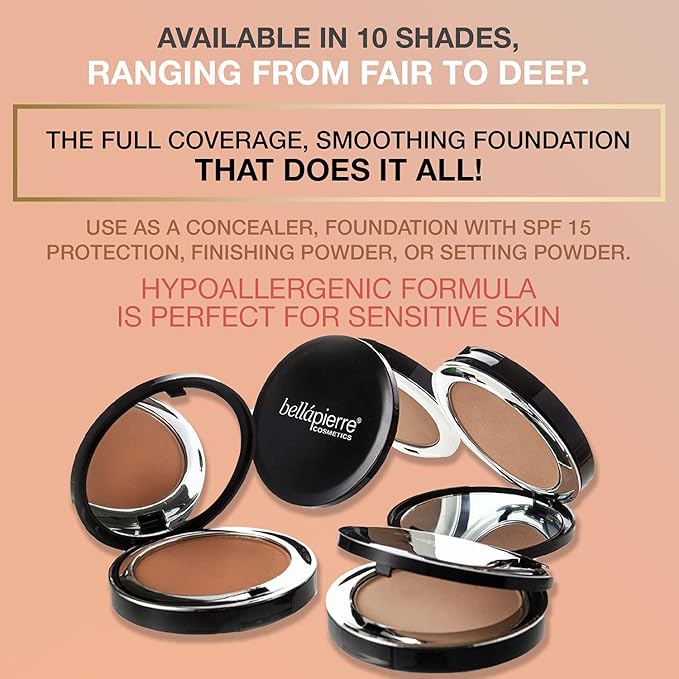 bellapierre Compact Mineral Foundation SPF 15 | Vegan & Cruelty Free Natural Makeup | Full Coverage Matte Foundation | Hypoallergenic | Oil & Talc Free - 0.35 Oz - Chocolate Truffle-Velvo Beauty