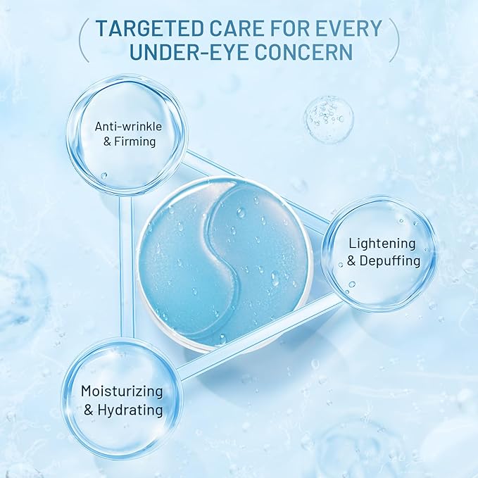 Under Eye Masks Patches - Hyaluronic Acid Collagen for Dark Circles,Eye bags, Fine Lines,puffiness Smoothing Skin Care Treatment Hydrating for Women and Men, (60 Pcs) Blue-Velvo Beauty