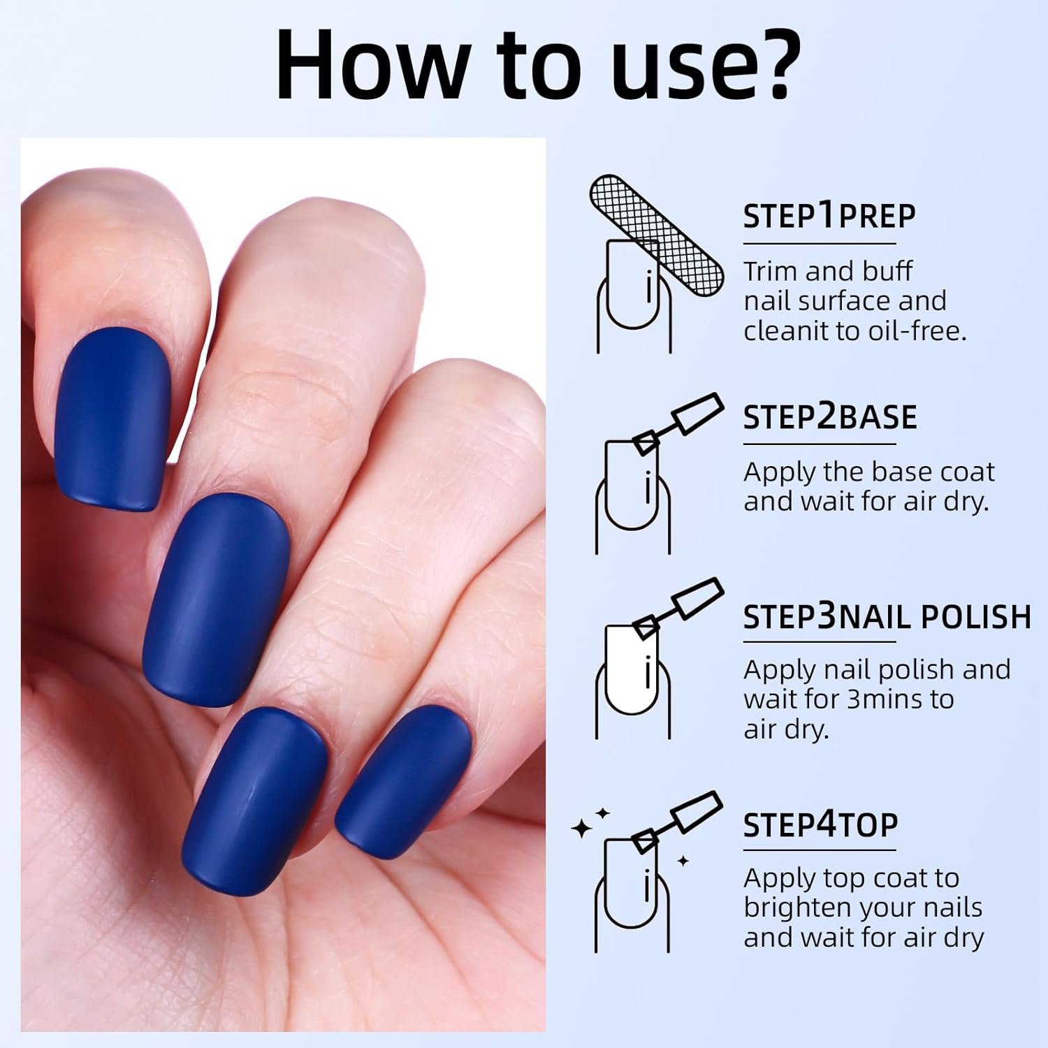 Major Dijit Matte Nail Polish Air Dry Nail Art Varnish (Navy Blue, 10 ML)-Velvo Beauty