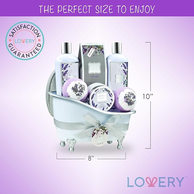 Bath Gift Basket Set for Women: Relaxing at Home Spa Kit Scented - Lavender and Jasmine with Large Bath Bombs, Salts, Shower Gel, Body Butter Lotion, Bath Oil, Bubble Bath, Loofah & More-Velvo Beauty