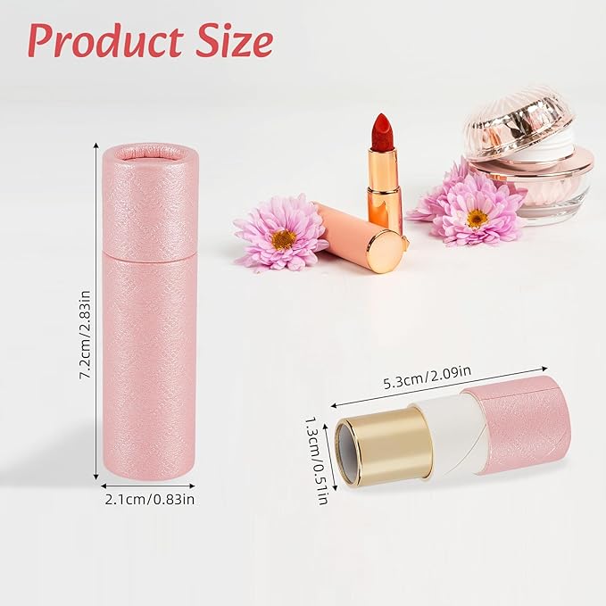 NICENEEDED 10 Pcs Paperboard Lip Balm Tubes, Refillable Paper Lipstick Tube, Round Cardboard Empty Lip Gloss Container Solid Perfume Tube Cosmetic Box for DIY Lip Gloss Balm and Chapsticks-Velvo Beauty